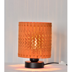 Lampe bois orange lamelles D15