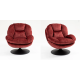 Fauteuil pivotant en velours bordeaux pied noir