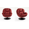 Fauteuil pivotant en velours bordeaux pied noir