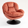 Fauteuil pivotant en velours rose pied noir