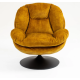 Fauteuil pivotant en velours ocre pied noir
