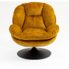 Fauteuil pivotant en velours ocre pied noir