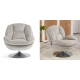 Fauteuil pivotant taupe gris pied chromé