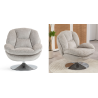 Fauteuil pivotant taupe gris pied chromé