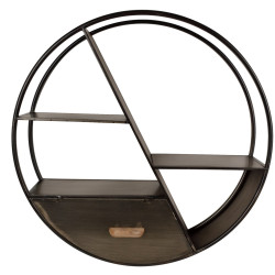 Etagère murale métal noir acier bois sapin naturel