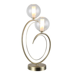 Lampe 2 lumières laiton verre boule/tube transparent 