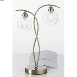Lampe à poser 2 lumières laiton v.fibre