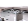 Table basse plateau verre, pied mdf imitation béton 