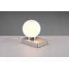 Lampe tactile boule blanche métal nickel mat E14