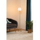 Lampadaire tige or verre boule blanc H134