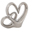 Déco à poser double cœur chrome H16.5