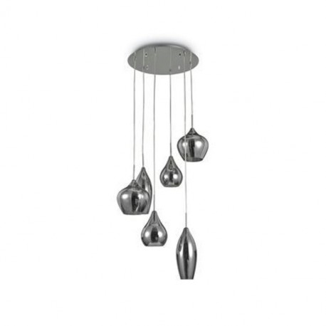 Suspension plateau verre fumé 6 lumières