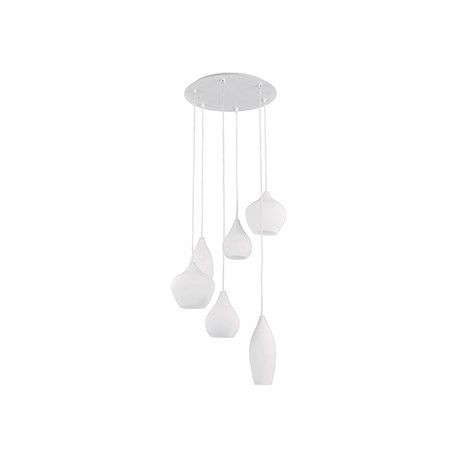 Suspension plateau verre blanc 6 lumières