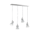 Suspension 4 spots verre blanc cordon textile noir/blanc