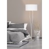 Lampadaire nickel + abat-jour blanc
