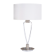 Lampe nickel mat/chrome abat-jour blanc