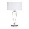 Lampe nickel mat/chrome abat-jour blanc