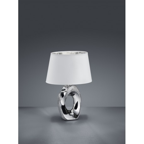 Lampe TABA chrome abat-jour blanc PM