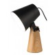 Lampe pied bois tete metal noir