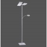 Lampadaire RUBEN carré double + liseuse nickel mat 