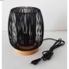 Lampe double grillage noir/bois naturel