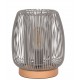 Lampe double grillage gris/bois naturel