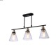 Suspension 3L noir/laiton barre verre cône télescopique