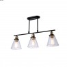 Suspension 3L noir/laiton barre verre cône télescopique