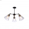 Suspension 3L noir/laiton verre cône télescopique