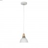 Suspension cable textile blanc/laiton/bois
