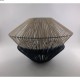 Suspension bambou tissage blanc bleu foncé