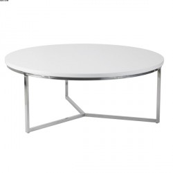 Table basse métal/bois blanc brillant 