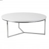 Table basse métal/bois blanc brillant