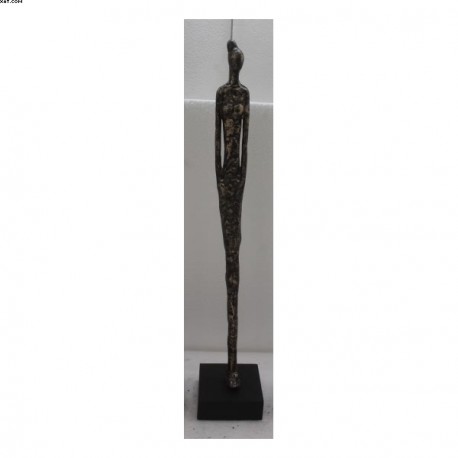 Statuette bois/polyresine gris/noir