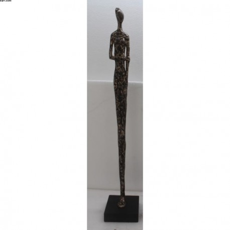 Statuette bois/polyresine gris/noir