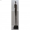 Statuette bois/polyresine gris/noir