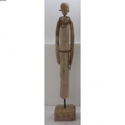 Statuette bois naturel métal nois