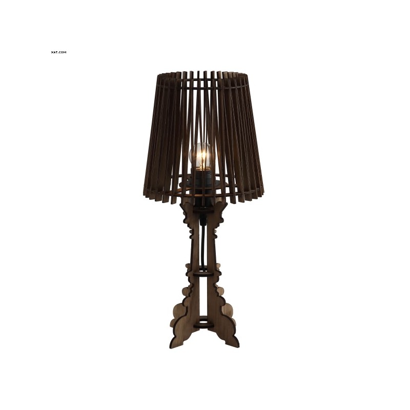 Lampe de table Vouhet Brun, Couleur bois, Noir H3620007