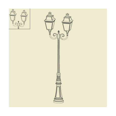 Avenue 3 lampadaire extérieur 2 têtes classique