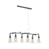 Suspension plomberie 6 lumières argent antique
