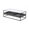 Table basse métal noir et verre trempé motif gris