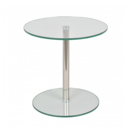 Bout de canapé métal nickel satiné/ verre trempé 