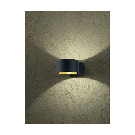 Applique éclairage haut/bas noir/or 430lm 4.5w