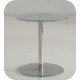 Bout de canapé métal nickel satiné/ verre trempé 
