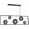 Suspension rectangle noir 5L boules en verre fumé 