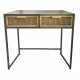 Console 2 tiroirs rotin marron 