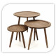 Set 3 tables en bois rotin