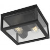 Plafonnier carré alu anthracite verre 2L