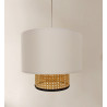 Suspension abat-jour blanc/ cannage 