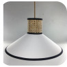Suspension abat-jour blanc/ cannage 